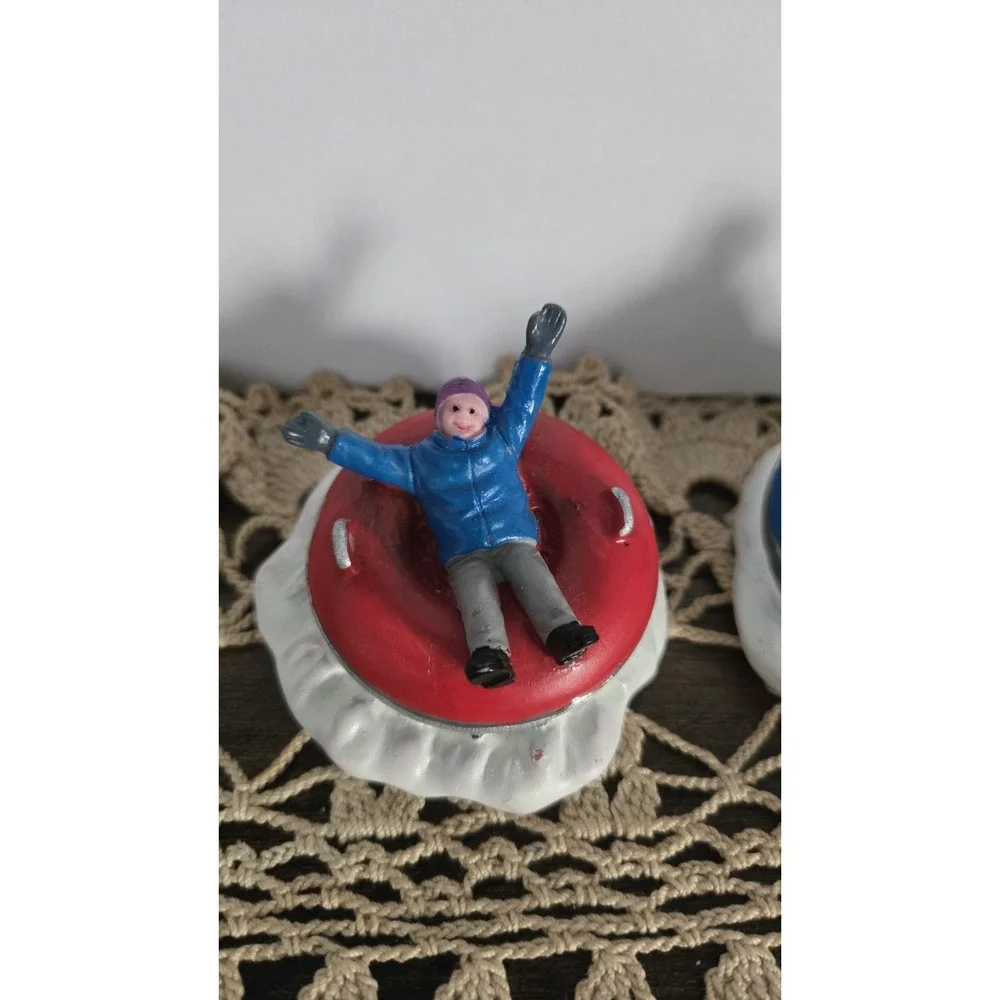 Lemax Tubing Family Table Accents Set Of 2 Sledding Snow Winter Christmas Decor